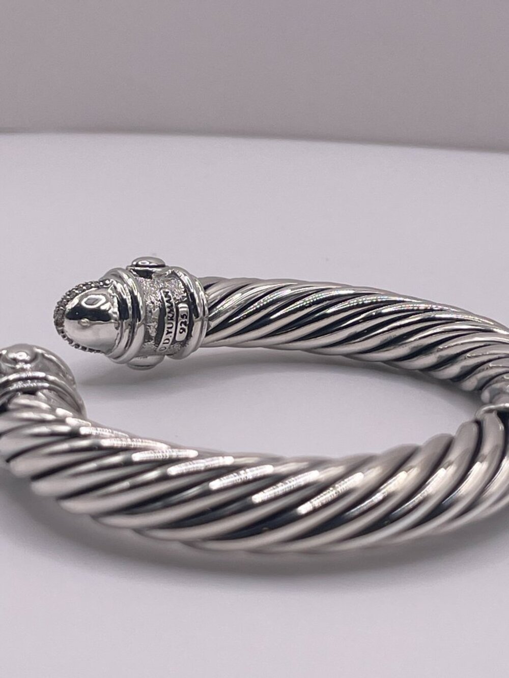 David Yurman 925 Silver Diamond Renaissance Cuff Bracelet - Picture 6 of 9